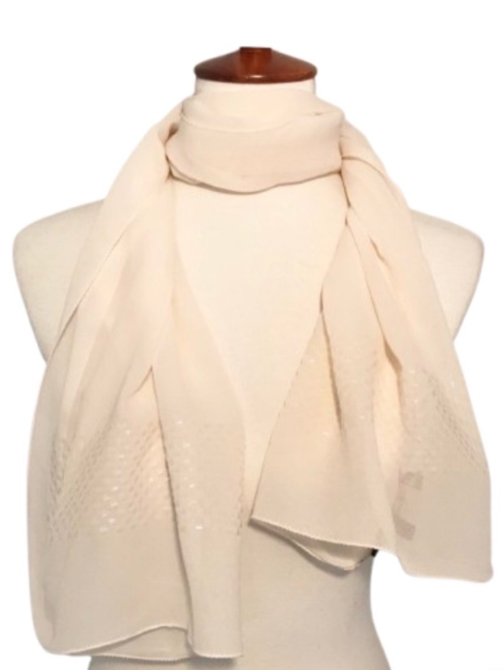 Franco Ferrari Italian Silk Minimalist Cream Neutral Scarf